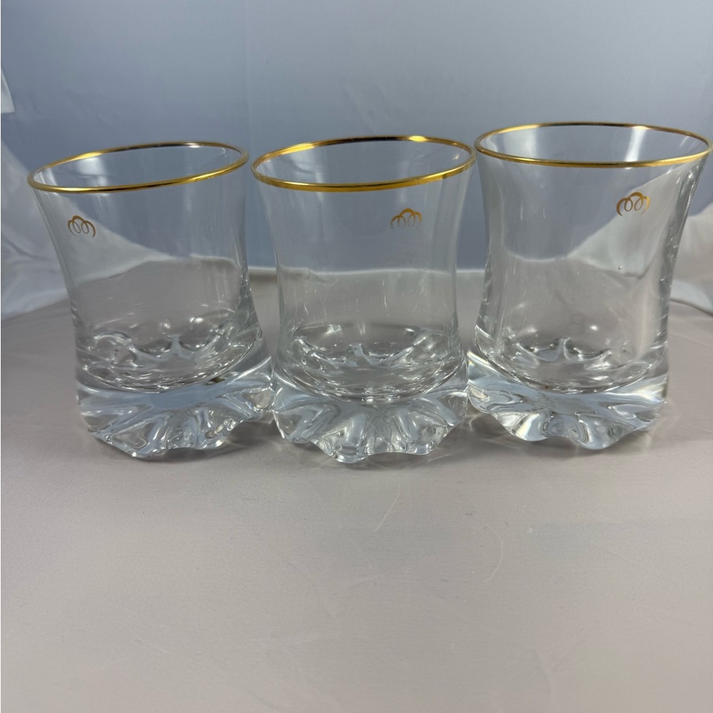 Crown Royal Gold Rimmed Glass Tumblers- Crown Royal Glassware ( Vintage)